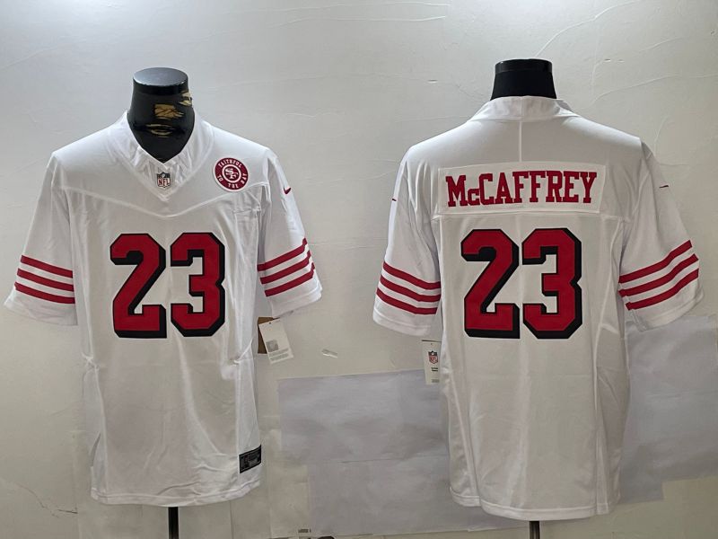 Men San Francisco 49ers #23 Mccaffrey White Three generations 2024 Nike Vapor Limited NFL Jersey style 2->san francisco 49ers->NFL Jersey